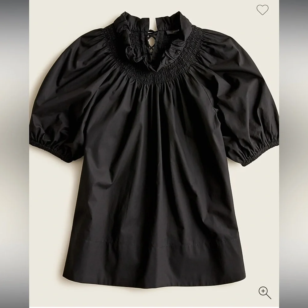 NWT J. Crew Smocked neck puff-sleeve cotton poplin top
